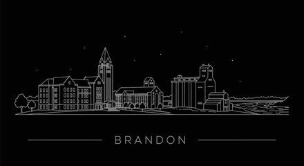 Fototapeta premium Brandon Manitoba Minimalist Skyline Outline