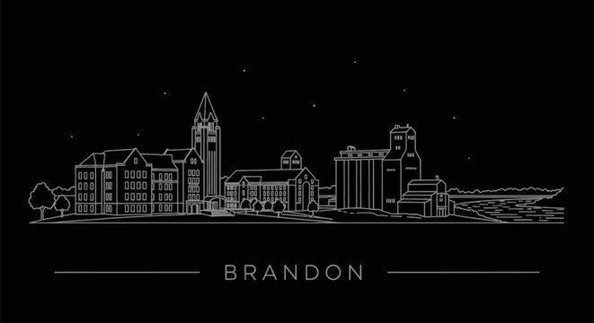 Brandon Manitoba Minimalist Skyline Outline