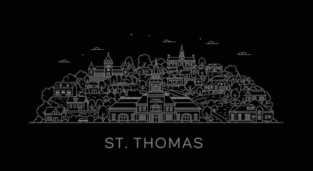 Obraz premium St. Thomas Ontario Minimalist Skyline Illustration