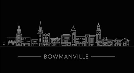 Fototapeta premium Bowmanville Minimalist Skyline Outline on Black