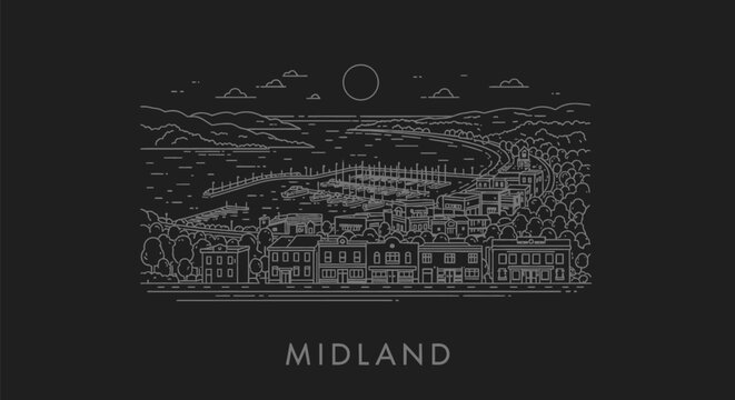 Midland Michigan Minimalist Skyline Illustration