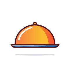 Fototapeta premium Vibrant Cartoon Food Cloche On Plate Ready For Serving Delicious Meal