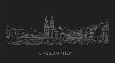 Obraz premium L'Assomption Quebec Minimalist Outline Drawing