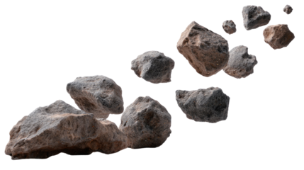 Asteroid Rocks in Space: A cluster of weathered, irregular-shaped space rocks, captured against the endless expanse, each with its unique texture and tone, evokes a sense of wonder.