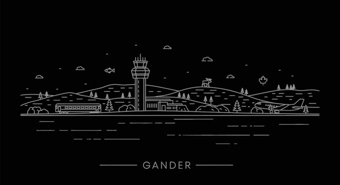 Gander, Newfoundland Line Art Silhouette