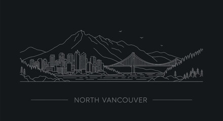 Fototapeta premium North Vancouver Minimalist Skyline Illustration