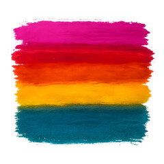Vibrant horizontal paint strokes in a spectrum of colors isolated on transparent background