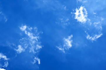 Bright Blue Sky with Soft White Clouds Floating Peacefullyใ A clear blue sky with delicate white clouds drifting gently, evoking a sense of freedom, peace, and optimism. 