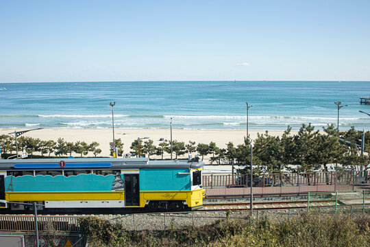 railroad near beautiful sea coast