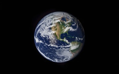 Fototapeta premium Planet earth viewed from space with clouds and continents visible