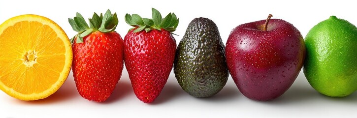 Colorful fruits in a row