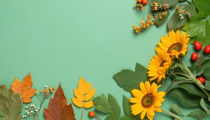 Celebrating autumn's beauty floral arrangement with sunflowers and leaves nature scene vibrant colors close-up seasonal decor