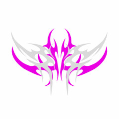 Obraz premium Neo tribal y2k aesthetic tattoo vector design, abstract symmetrical flowing organic hand drawn shapes isolated on white background, for t-shirt print ,sticker ,poster ,tattoo concepts