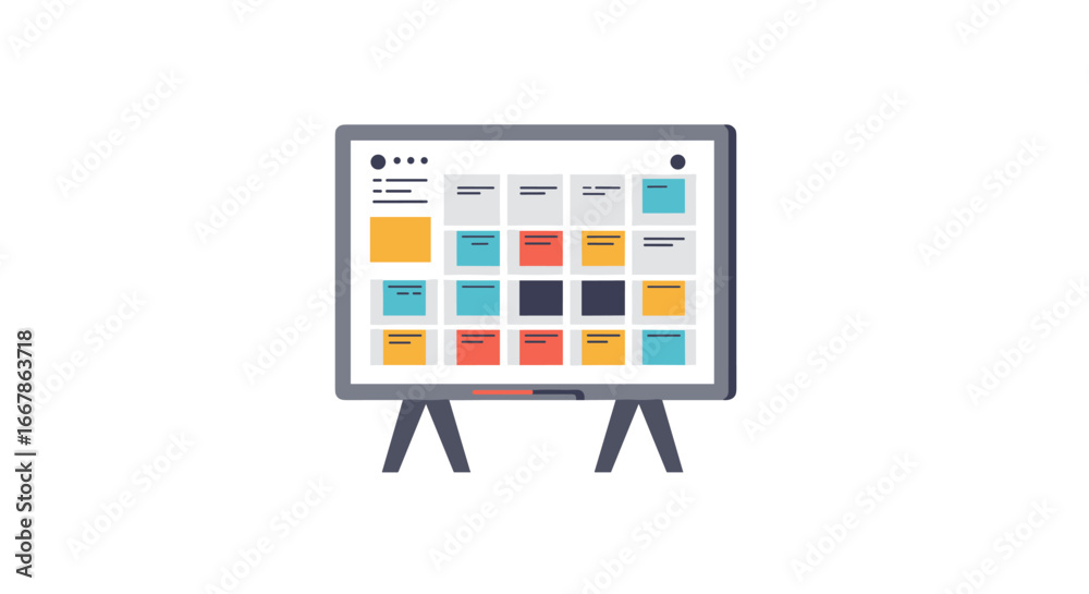 Wall mural flat design calendar interface on standing screen with colorful events
