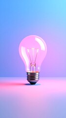 Vibrant pink lightbulb in studio setting