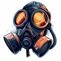 man wearing gas mask