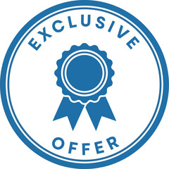 Exclusive offer stamp award medal ribbon seal circle blue white badge guarantee certificate promotion vector