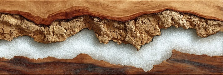 Wood slab with embedded resin and stone