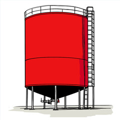 Red gas tank on a white 