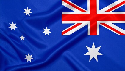 Australian national flag with blue field, Union Jack, Commonwealth Star, and Southern Cross constellation.