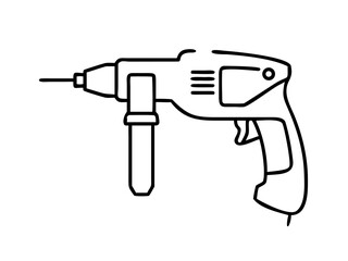 continuous one line drawing of a rotary hammer drill