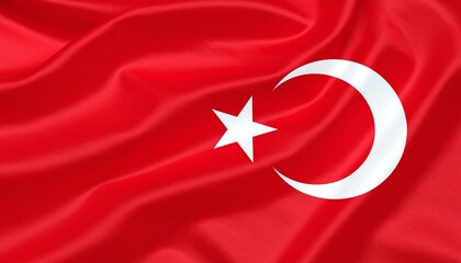 Turkish national flag with red background, white crescent moon and five-pointed star slightly left of center.