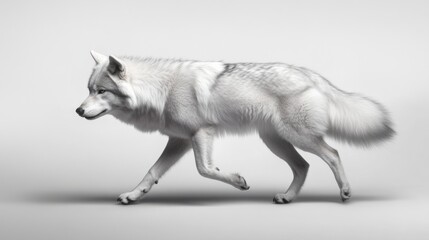 Obraz premium Majestic white wolf walking gracefully across a minimalist background