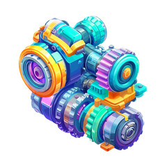 Colorful gearbox isolated 
