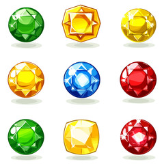 Set of gemstone on a white 