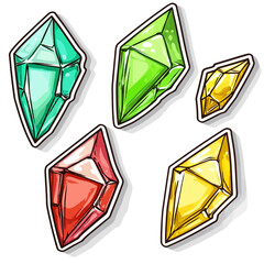 Set of gemstone on a white 