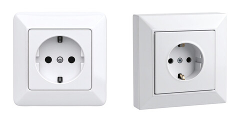 3D Plastic Style White Wall Outlet Isolated on Transparent Background