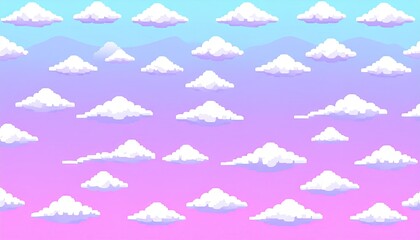 Pixel Art Pastel Cloudscape Background