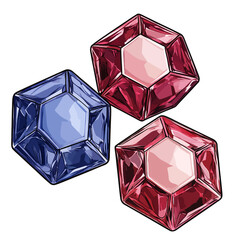 Red and blue gemstone 