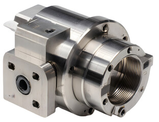 Close-up view of a precision-engineered metal component showcasing intricate design and smooth finish