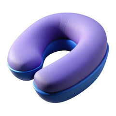 3d purple travel neck pillow isolated on transparent background