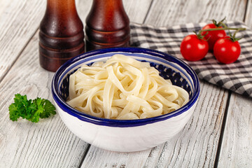 Boiled wheat asian udon noodles
