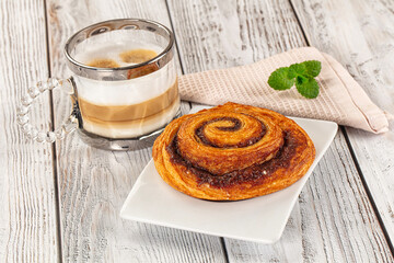 Homemade cinnabon swirl pastry with cinnamon