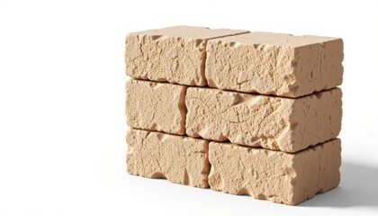 Fototapeta premium high quality visualization of a sawdust ash mixture construction brick, highlighted with smooth natural finish, styled in stackable modular cube, and offering solar absorbing finish