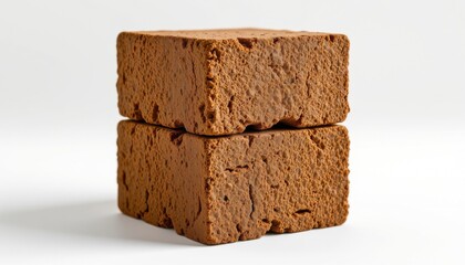 an innovative biodegradable brick composed of compressed earth blocks, detailed with natural matte coating, modeled as stackable modular cube, enhanced by stackable alignment locks