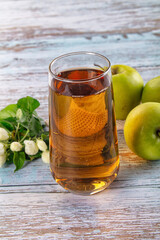 Apple yellow juice in the glass