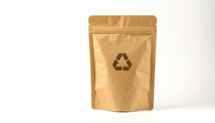 Recyclable Brown Paper Pouch with Recycle Symbol