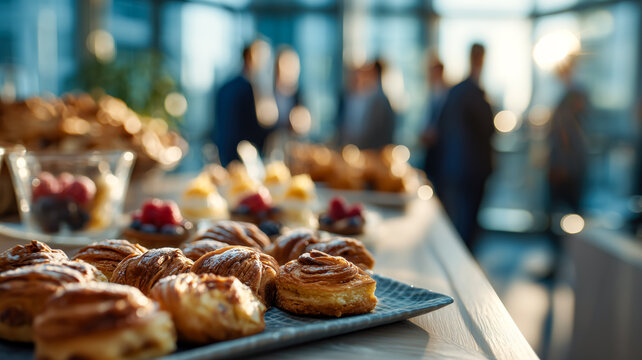 Corporate Event Pastries: A spread of gourmet pastries adds sophistication to a business event setting.
