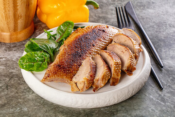 Roasted duck breast with slices
