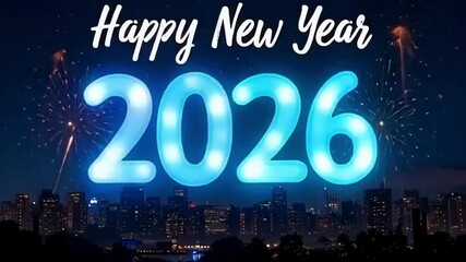 Colorful gradient Happy New Year 2026 festive and joyful celebration concept - Powered by Adobe