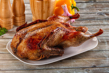 Baked with spices whole duck