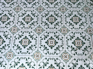 Fragment of an ancient Portuguese tile. Phuket, Thailand.