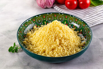 Boiled wheat couscous grain garnish