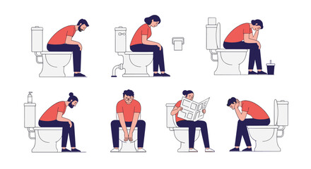 Understanding different poses and activities while using the toilet
