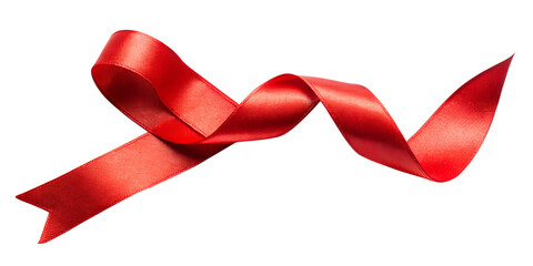 Elegant Red Ribbon Swirl Isolated on Transparent Background red ribbon