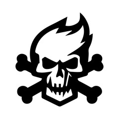 Fierce dark skull icon head silhouette.